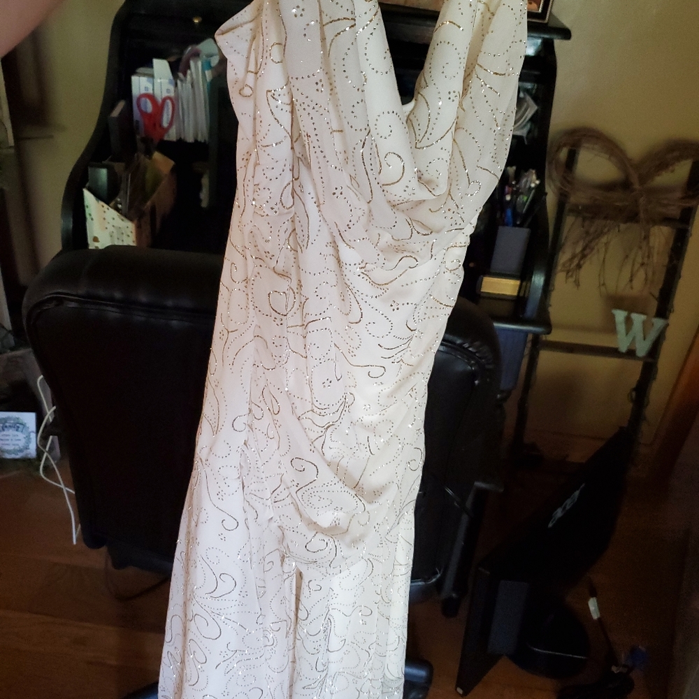 Cream dress detailed with gold sparkle